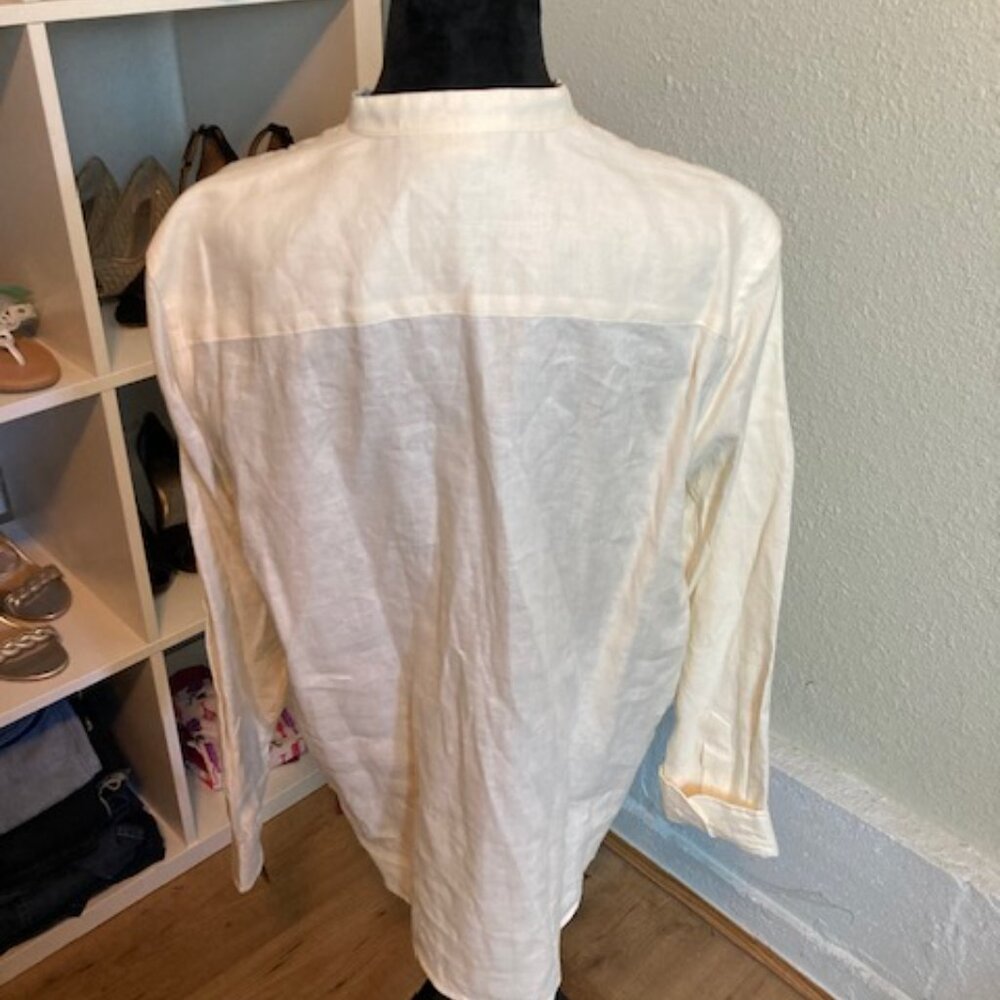 Lauren Ralph Lauren Linen Cream Blouse Cuffed Sleeves NWT - Picture 4 of 6